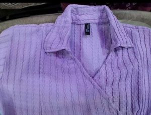 Lavender Textured Wrap Top