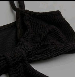 Black Cut-Out Crop Top with Bow Detail