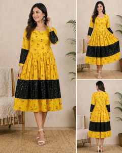 Stylish printed yellow frock