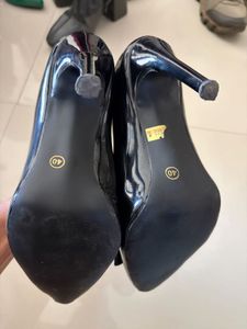 Stylish Black Patent Bow Heels