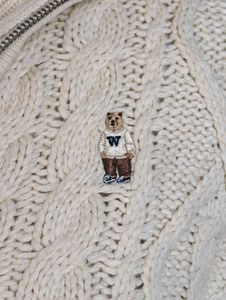 Cream Cable Knit Zip-Up Sweater