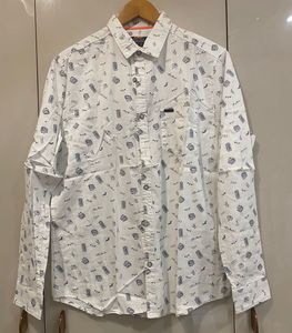 Men's White Graphic Print Shirt
