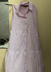 Chic Striped Tiered Shirt Dress