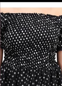 Elegant Off-Shoulder Polka Dot Maxi Dress