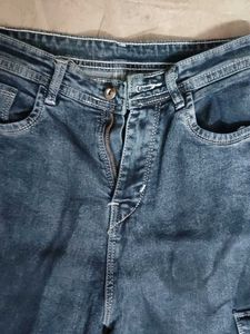 Women's Dark Wash Cargo Jeans