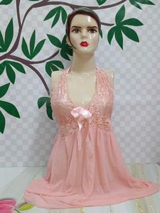 (600)Pink Lace Babydoll Lingerie