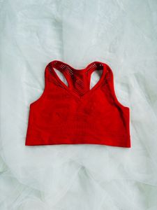 Red Seamless Sports Bra