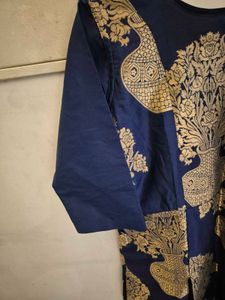 Elegant Blue &amp; Gold Kurta