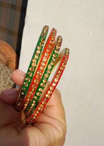 Sparkling Red &amp; Green Stone Bangles