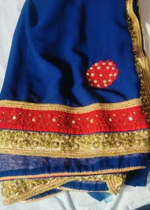 Royal Blue Embellished Saree