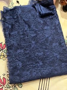 Elegant Navy Lace saree