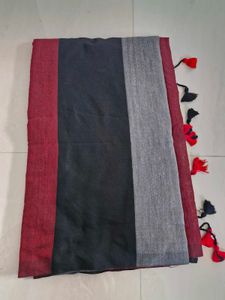 Elegant Black &amp; Red Saree