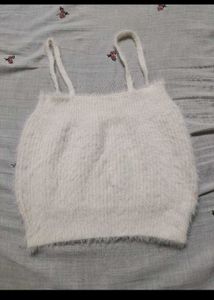 Cream Fuzzy Cropped Top