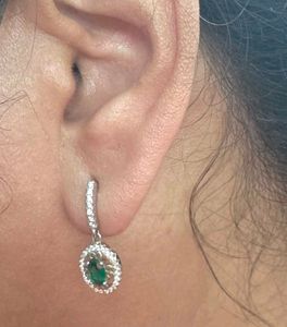 Elegant Emerald &amp; Diamond Earrings SS925