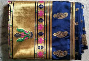 Dark Blue Banarasi Silk Saree