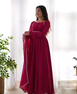 Elegant Maroon Anarkali Kurta Set