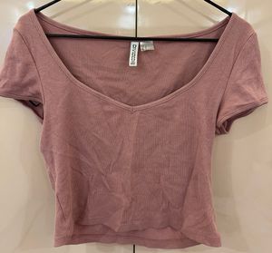 Ribbed V-Neck Crop Top