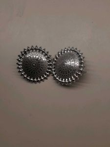 Set of 2 Oxidized Silver Jhumka Earrings