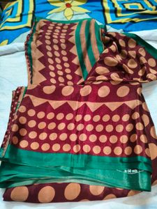 Elegant Maroon Polka Dot Saree