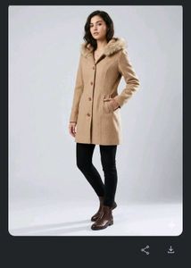 Stylish Women's Camel Coat with Fur Hood