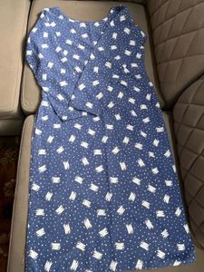 Elegant Blue Deep Neck Printed Straight Kurti |