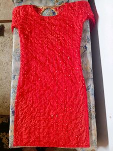 Red Embroidered Kurta