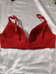 Red Lace Trim Bra