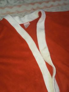 Red  bathroom gown with women