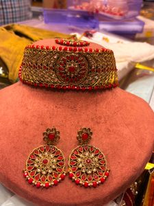 Red and Gold Indian Jewelry Set