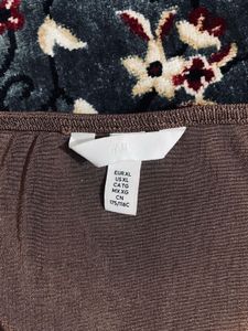 Brown Cowl Neck Draped Top