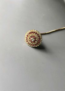 Stunning Maang Tikka with Red and Clear Stones