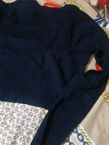 Elegant Black Wrap Sweater