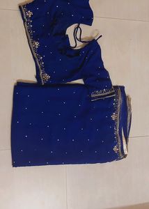 Navyblue Worked Saree With Blouse