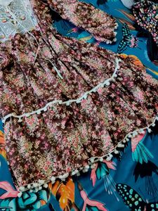 Floral Print Dress with Pom-Pom Detail