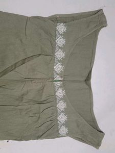 Olive Green Embroidered Dress