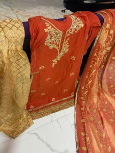 Beautiful Orange Kurta Set with Dupatta