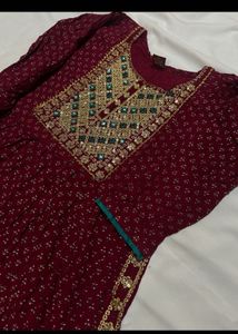 Combo of two maroon and yellow Elegant Embroidered