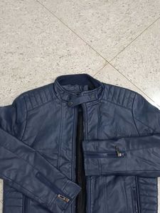 Stylish Blue Leather Jacket