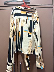 Patterned Tie-Front Shirt