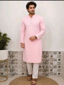 Men's Pink Chikankari Kurta