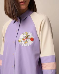 Retro Cartoon Print Button-Up Shirt