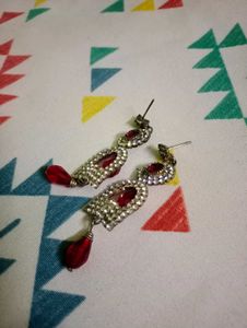 Red Stone Drop Earrings