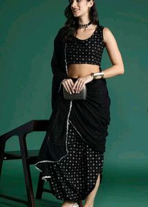 Foil Printed Gotta Patti Dhoti Saree