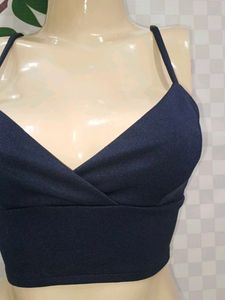 (1100)Navy Blue Cropped Tank Top