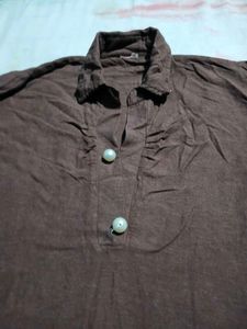 Brown Kurta with Decorative Sleeves