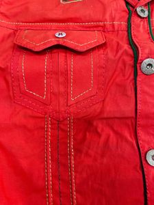 Stylish Boys Red Vest and Denim Jeans Set