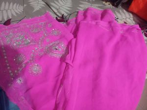 Vibrant Pink Embroidered Saree