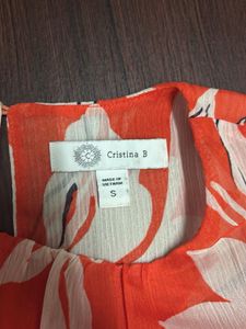 Chic Orange Floral Sleeveless Top