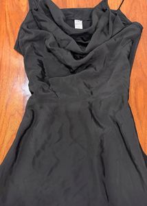 Sleek Black Satin Slip Dress
