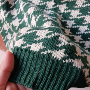 KOREAN Houndstooth Knit Sweater Vest